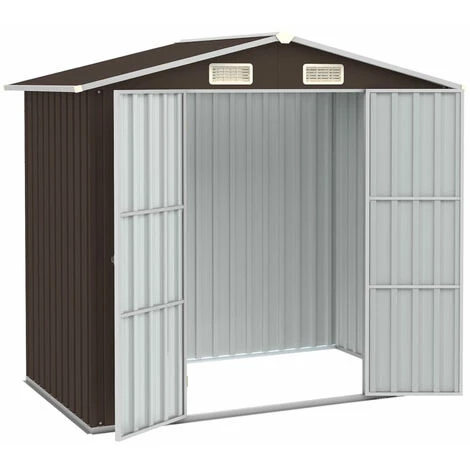 ASUPERMALL Abri De Jardin Marron 205x129x183 Cm Acier Galvanise 5 ASUPERMALL Abri De Jardin Marron 205x129x183 Cm Acier Galvanise – Image 3