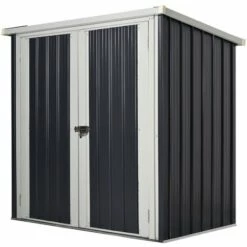 Outsunny Abri De Jardin - Remise Pour Outils - Abri Vélo - Abri Poubelle - 2 Portes Verrouillables - Dim. 147L X 86l X 134H Cm - Tôle D'acier Noir Blanc - Noir