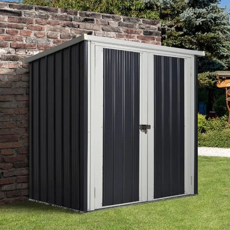 Outsunny Abri De Jardin - Remise Pour Outils - Abri Vélo - Abri Poubelle - 2 Portes Verrouillables - Dim. 147L X 86l X 134H Cm - Tôle D'acier Noir Blanc - Noir 4 Outsunny Abri De Jardin - Remise Pour Outils - Abri Vélo - Abri Poubelle - 2 Portes Verrouillables - Dim. 147L X 86l X 134H Cm - Tôle D'acier Noir Blanc - Noir – Image 2