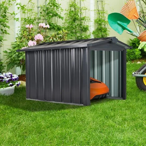 Outsunny Abri De Jardin Pour Tondeuse à Gazon Robot-tondeuse - Garage Tondeuse Robot - Tôle Acier Noir - Noir 4 Outsunny Abri De Jardin Pour Tondeuse à Gazon Robot-tondeuse - Garage Tondeuse Robot - Tôle Acier Noir - Noir – Image 2