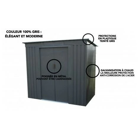 LA MAISON DU JARDIN Abri De Jardin Métal LMJ - Monopente 2,5 M² - Galvanisé à Chaud 4 LA MAISON DU JARDIN Abri De Jardin Métal LMJ - Monopente 2,5 M² - Galvanisé à Chaud – Image 2