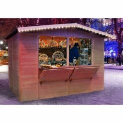 Kiosque En Bois Naturel - Étal De Marché En Pin/épicéa - H232x336x263 Cm/6 M2 - Construction En Panneaux - TIMBELA M150 - Beige -France Abri de jardin Soldes Boutique 29081618 3