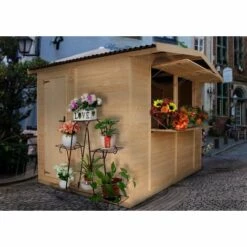 Kiosque En Bois Naturel - Étal De Marché En Pin/épicéa - H232x336x263 Cm/6 M2 - Construction En Panneaux - TIMBELA M150 - Beige -France Abri de jardin Soldes Boutique 29081618 4