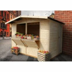 Kiosque En Bois Naturel - Étal De Marché En Pin/épicéa - H232x336x263 Cm/6 M2 - Construction En Panneaux - TIMBELA M150 - Beige -France Abri de jardin Soldes Boutique 29081618 5