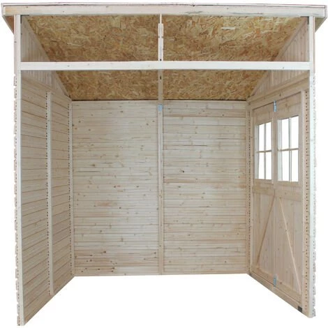 Abri De Jardin En Bois Naturel (sans Paroi Latérale)- Stockage Extérieur Avec Fenêtres- H244x211x220 Cm/4 M2, Hangar En Bois Naturel - Atelier Rangement Outils Et Vélos- TIMBELA M338 - Beige 5 Abri De Jardin En Bois Naturel (sans Paroi Latérale)- Stockage Extérieur Avec Fenêtres- H244x211x220 Cm/4 M2, Hangar En Bois Naturel - Atelier Rangement Outils Et Vélos- TIMBELA M338 - Beige – Image 3