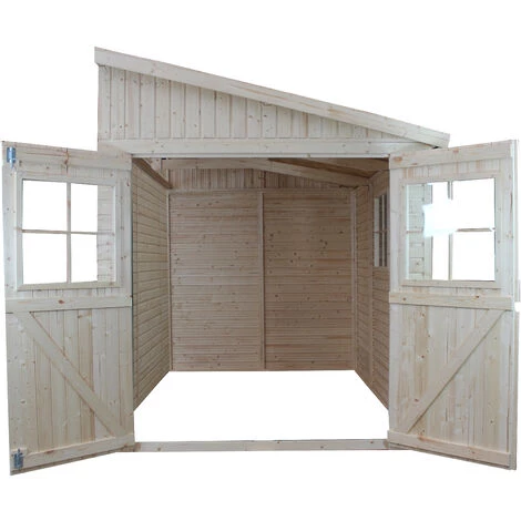 Abri De Jardin En Bois Naturel(avec Paroi Latérale) AVEC LES PLANCHERS IMPRÉGNÉ- Stockage Extérieur Avec Fenêtres- H244x216x220 Cm/4 M2 - Atelier Rangement Outils Et Vélos- TIMBELA M338A+M338G - Beige 4 Abri De Jardin En Bois Naturel(avec Paroi Latérale) AVEC LES PLANCHERS IMPRÉGNÉ- Stockage Extérieur Avec Fenêtres- H244x216x220 Cm/4 M2 - Atelier Rangement Outils Et Vélos- TIMBELA M338A+M338G - Beige – Image 2