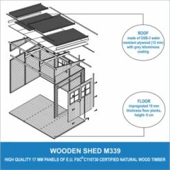 Abri De Jardin En Bois Naturel (sans Paroi Latérale) AVEC LES PLANCHERS IMPRÉGNÉ- Stockage Extérieur Avec Fenêtres- H244x211x318 Cm/6 M2- Atelier Rangement Outils Et Vélos- TIMBELA M339+M339G 11 Abri De Jardin En Bois Naturel (sans Paroi Latérale) AVEC LES PLANCHERS IMPRÉGNÉ- Stockage Extérieur Avec Fenêtres- H244x211x318 Cm/6 M2- Atelier Rangement Outils Et Vélos- TIMBELA M339+M339G -France Abri de jardin Soldes Boutique 29081679 5