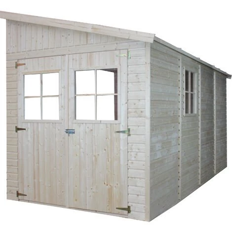 TIMBELA M340 Abri De Jardin En Bois Naturel (sans Paroi Latérale)- Stockage Extérieur Avec Fenêtres- H244x211x416 Cm/8 M2, Hangar En Bois Naturel - Atelier Rangement Outils Et Vélos - Beige 3 TIMBELA M340 Abri De Jardin En Bois Naturel (sans Paroi Latérale)- Stockage Extérieur Avec Fenêtres- H244x211x416 Cm/8 M2, Hangar En Bois Naturel - Atelier Rangement Outils Et Vélos - Beige
