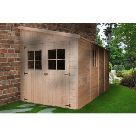 TIMBELA M340 Abri De Jardin En Bois Naturel (sans Paroi Latérale)- Stockage Extérieur Avec Fenêtres- H244x211x416 Cm/8 M2, Hangar En Bois Naturel - Atelier Rangement Outils Et Vélos - Beige 6 TIMBELA M340 Abri De Jardin En Bois Naturel (sans Paroi Latérale)- Stockage Extérieur Avec Fenêtres- H244x211x416 Cm/8 M2, Hangar En Bois Naturel - Atelier Rangement Outils Et Vélos - Beige – Image 4