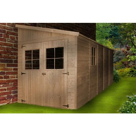 TIMBELA M341 Abri De Jardin En Bois Naturel (sans Paroi Latérale)- Stockage Extérieur Avec Fenêtres- H244x211x514 Cm/10 M2, Hangar En Bois Naturel - Atelier Rangement Outils Et Vélos - Beige 6 TIMBELA M341 Abri De Jardin En Bois Naturel (sans Paroi Latérale)- Stockage Extérieur Avec Fenêtres- H244x211x514 Cm/10 M2, Hangar En Bois Naturel - Atelier Rangement Outils Et Vélos - Beige – Image 4