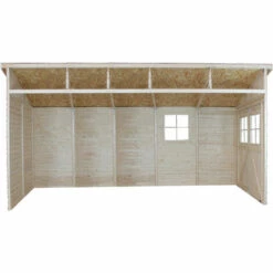 TIMBELA M341+M341G Abri De Jardin En Bois Naturel (sans Paroi Latérale) PLUS LES PLANCHERS IMPRÉGNÉ- Stockage Extérieur Avec Fenêtres- H244x211x514 Cm/10 M2- Atelier Rangement Outils Et Vélos - Beige -France Abri de jardin Soldes Boutique 29081897 2