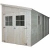 Abri De Jardin En Bois Naturel (avec Paroi Latérale) PLUS LES PLANCHERS IMPRÉGNÉ- Stockage Extérieur Avec Fenêtres- H244x216x514 Cm/10,2 M2- Atelier Rangement Outils Et Vélos- TIMBELA M341A+M341G - Beige -France Abri de jardin Soldes Boutique 29081899 1