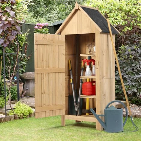 IDMARKET Armoire De Jardin Abri En Bois Naturel Avec Toit Bitumé - Naturel 3 IDMARKET Armoire De Jardin Abri En Bois Naturel Avec Toit Bitumé - Naturel