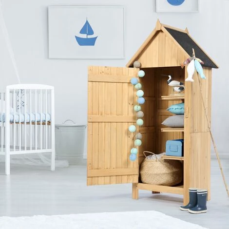 IDMARKET Armoire De Jardin Abri En Bois Naturel Avec Toit Bitumé - Naturel 6 IDMARKET Armoire De Jardin Abri En Bois Naturel Avec Toit Bitumé - Naturel – Image 4