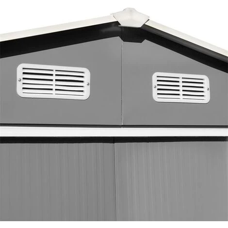 ESTEXO Abri à Outils Abri De Jardin 497x257x178 Cm Fondation En Métal Gris Clair 5 ESTEXO Abri à Outils Abri De Jardin 497x257x178 Cm Fondation En Métal Gris Clair – Image 3