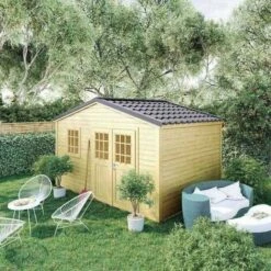Forest Style Abri Shelty + 10,9m² - 395 X 280 Cm - 28mm - Madriers à Visser -France Abri de jardin Soldes Boutique 29573989 2