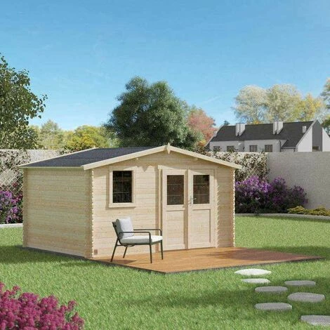 Forest Style Abri JUNO 10,1m² Brut - 212 X 183 Cm - 28mm - Madriers Emboités 4 Forest Style Abri JUNO 10,1m² Brut - 212 X 183 Cm - 28mm - Madriers Emboités – Image 2