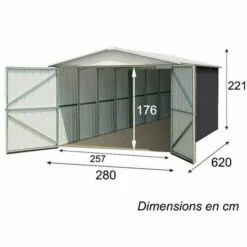 TRIGANO Garage Métal Gris Yardmaster 17,36 M² + Kit D'ancrage -France Abri de jardin Soldes Boutique 29670341 2