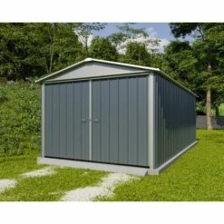 TRIGANO Garage Métal Gris Yardmaster 17,36 M² + Kit D'ancrage -France Abri de jardin Soldes Boutique 29670341 4