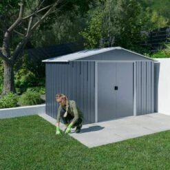 Abri De Jardin Métal Gris Yardmaster 5,3 M² + Kit D'ancrage -France Abri de jardin Soldes Boutique 29670343 3