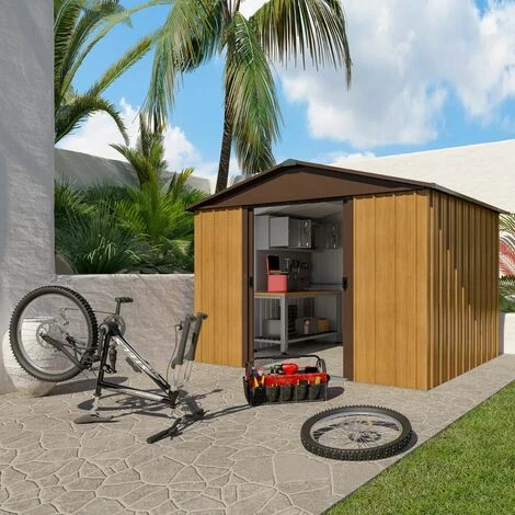 Abri De Jardin Métal Aspect Bois Yardmaster 5,3 M² + Kit D'ancrage 5 Abri De Jardin Métal Aspect Bois Yardmaster 5,3 M² + Kit D'ancrage – Image 3