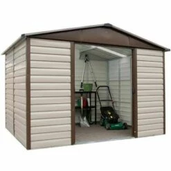 Trigano Abri Métal 1012TBSL - S.H. T. 11,39 M² - H. 224cm - Gris Chataîgne