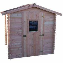 Habrita Abri Madriers 28 Mm Fabriqué En Douglas Massif - S.h.t. : 4,28 M2 - Toit Double Pente