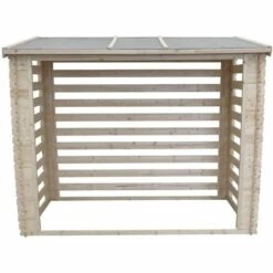 TIMBELA M202 Abri à Bûches -l146xL232xH199 Cm/ 2.63 M2 - Abri De Stockage Du Bois Et Range Bûches Extérieur - Beige