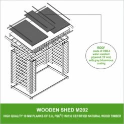 TIMBELA M202 Abri à Bûches -l146xL232xH199 Cm/ 2.63 M2 - Abri De Stockage Du Bois Et Range Bûches Extérieur - Beige -France Abri de jardin Soldes Boutique 30525092 3