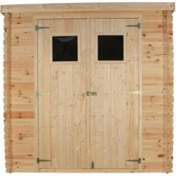 TIMBELA M309 Abri De Jardin En Bois - Stockage Extérieur L204xL204xH200 Cm/3.53 M2 - Petit Abri à Outils, Local à Vélos - Toit Imperméable, Fenêtres - Beige
