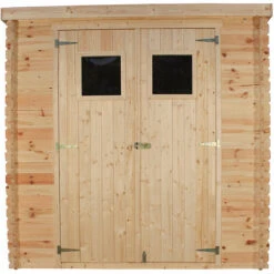 TIMBELA M309+M309G Abri De Jardin En Bois AVEC SOL TRAITÉ - Stockage Extérieur L204xL204xH200 Cm/3.53 M2- Petit Abri à Outils, Local à Vélos - Toit Imperméable, Fenêtres - Beige -France Abri de jardin Soldes Boutique 30525154 2