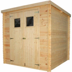 TIMBELA M309+M309G Abri De Jardin En Bois AVEC SOL TRAITÉ - Stockage Extérieur L204xL204xH200 Cm/3.53 M2- Petit Abri à Outils, Local à Vélos - Toit Imperméable, Fenêtres - Beige -France Abri de jardin Soldes Boutique 30525154 3