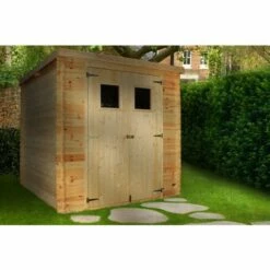 TIMBELA M309+M309G Abri De Jardin En Bois AVEC SOL TRAITÉ - Stockage Extérieur L204xL204xH200 Cm/3.53 M2- Petit Abri à Outils, Local à Vélos - Toit Imperméable, Fenêtres - Beige -France Abri de jardin Soldes Boutique 30525154 5