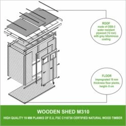 TIMBELA M310+M310G Abri De Jardin En Bois AVEC SOL TRAITÉ - Stockage Extérieur L239xL142xH200cm/2.63 M2 - Petit Abri à Outils, Local à Vélos - Toit Imperméable, Fenêtres - Beige 10 TIMBELA M310+M310G Abri De Jardin En Bois AVEC SOL TRAITÉ - Stockage Extérieur L239xL142xH200cm/2.63 M2 - Petit Abri à Outils, Local à Vélos - Toit Imperméable, Fenêtres - Beige -France Abri de jardin Soldes Boutique 30525165 4