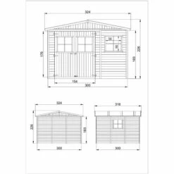 ABRI De Jardin En Bois Exterieur AVEC LES PLANCHERS IMPRÉGNÉ - Cabane De Jardin En Pin/épicéa- H226x316x324 Cm/9 M²-Construction De Panneaux- Rangement Pour Vélos, Remise à Outils- TIMBELA M335+M335G - Beige -France Abri de jardin Soldes Boutique 30525194 5