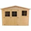 ABRI De Jardin En Bois Exterieur AVEC LES PLANCHERS IMPRÉGNÉ - Chalet En Pin/épicéa- H226x324x516 Cm/15 M²- Construction De Panneaux- Rangement Pour Vélos, Remise à Outils- TIMBELA M337+M337G - Beige