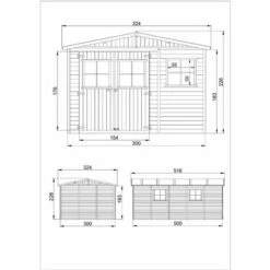 ABRI De Jardin En Bois Exterieur AVEC LES PLANCHERS IMPRÉGNÉ - Chalet En Pin/épicéa- H226x324x516 Cm/15 M²- Construction De Panneaux- Rangement Pour Vélos, Remise à Outils- TIMBELA M337+M337G - Beige -France Abri de jardin Soldes Boutique 30525202 3