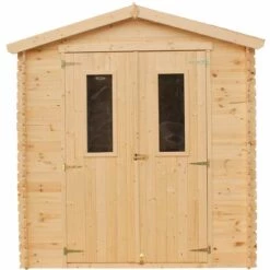 Abri De Jardin En Bois TIMBELA M343C - Stockage Extérieur I216xL206xH218 Cm/ 3.53 M2 Petit Abri à Outils, Local à Vélos - Toit Imperméable, Fenêtres - Beige