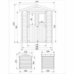 Abri De Jardin En Bois TIMBELA M343C - Stockage Extérieur I216xL206xH218 Cm/ 3.53 M2 Petit Abri à Outils, Local à Vélos - Toit Imperméable, Fenêtres - Beige -France Abri de jardin Soldes Boutique 30525221 4