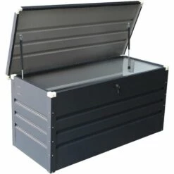 TRIGANO Coffre De Jardin Métal Anthracite 370 L