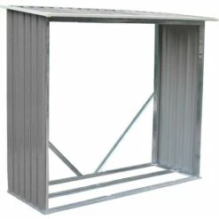 TRIGANO Abri à Bûches Métal Gris Châtaigne 2,5 Stères