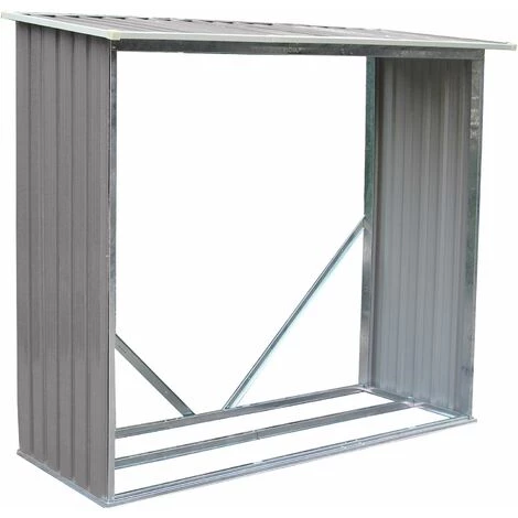 TRIGANO Abri à Bûches Métal Gris Châtaigne 2,5 Stères 3 TRIGANO Abri à Bûches Métal Gris Châtaigne 2,5 Stères