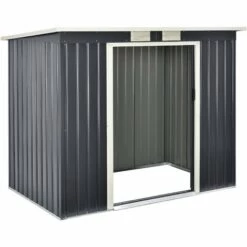Abri De Jardin 4 M³ Robuste Cabane De Stockage Extérieur Cabane à Outils Toit En Appentis Tôles En Acier Galvanisées Gris Foncé [en.casa] -France Abri de jardin Soldes Boutique 31041278 5