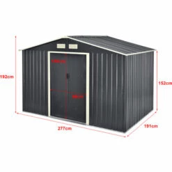 Abri De Jardin 9 M³ Robuste Cabane De Stockage Extérieur Cabane à Outils Toit à Pignon Tôles En Acier Galvanisées Gris Foncé [en.casa] -France Abri de jardin Soldes Boutique 31041285 3