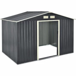 Abri De Jardin 9 M³ Robuste Cabane De Stockage Extérieur Cabane à Outils Toit à Pignon Tôles En Acier Galvanisées Gris Foncé [en.casa] -France Abri de jardin Soldes Boutique 31041285 5