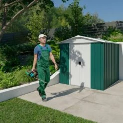 Abri De Jardin Métal Vert Yardmaster 3,8 M² + Kit D'ancrage -France Abri de jardin Soldes Boutique 31580185 3