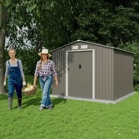 TRIGANO Abri De Jardin Métal Gris/vert 5,8 M² + Kit D'ancrage 6 TRIGANO Abri De Jardin Métal Gris/vert 5,8 M² + Kit D'ancrage – Image 4