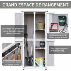Outsunny Abri De Jardin Armoire De Jardin Sur Pied Dim. 77L X 58l X 175H Cm 2 étagères 2 Portes 3 Crochets Toit Bitumé étanche Bois Pin Pré-huilé Gris Blanc - Gris 10 Outsunny Abri De Jardin Armoire De Jardin Sur Pied Dim. 77L X 58l X 175H Cm 2 étagères 2 Portes 3 Crochets Toit Bitumé étanche Bois Pin Pré-huilé Gris Blanc - Gris -France Abri de jardin Soldes Boutique 32126911 4