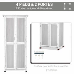 Outsunny Abri De Jardin Armoire De Jardin Sur Pied Dim. 77L X 58l X 175H Cm 2 étagères 2 Portes 3 Crochets Toit Bitumé étanche Bois Pin Pré-huilé Gris Blanc - Gris 11 Outsunny Abri De Jardin Armoire De Jardin Sur Pied Dim. 77L X 58l X 175H Cm 2 étagères 2 Portes 3 Crochets Toit Bitumé étanche Bois Pin Pré-huilé Gris Blanc - Gris -France Abri de jardin Soldes Boutique 32126911 5
