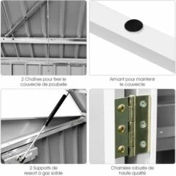 GOPLUS Abri De Jardin Avec Portes Et Fenêtres En Métal Pour Rangement Stockage D’Outils à L’Extérieur, Cabane à Outils Rangement Vélos/Outils, 173 X 97 X 134CM Noir -France Abri de jardin Soldes Boutique 34761549 4